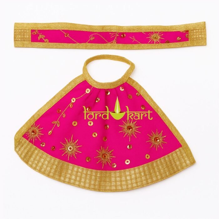 Handmade Maa Durga Pink Color Lehenga Chunri with Patka - Image 1