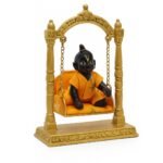 Star Printed Yellow Cotton Summer Night Dress for Ladoo Gopal - Image 2