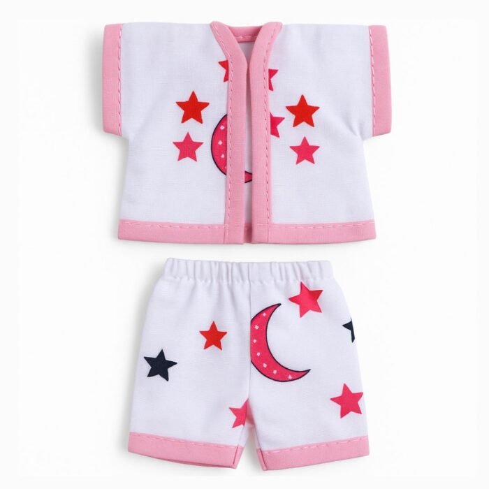 Star & Moon Printed Pink Cotton Summer Night Suit for Laddu Gopal - Image 1