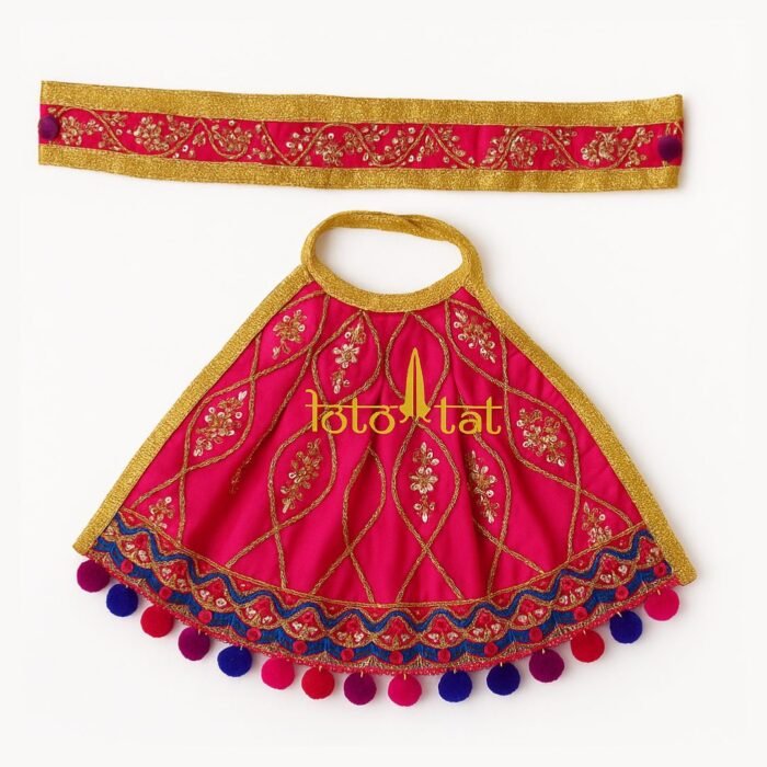 Pink Color Lehenga Chunri with Patka For Maa Durga/Saraswati/Lakshmi - Image 1