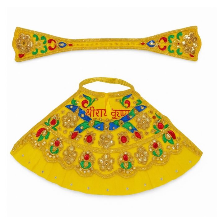 Yellow Color Navratri Special Maa Durga Lehenga Chunri with Patka - Image 1