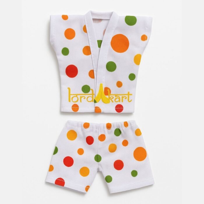 Dot Printed Multicolor Cotton Summer Night Dress for Ladoo Gopal - Image 1