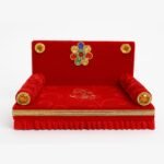 Beautiful Red Velvet Singhasan for Bal Gopal for Janmashtmi