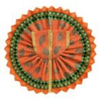 Krishna Janmashtami Leaf Printed Orange Color Summer Poshak For Bal Gopal