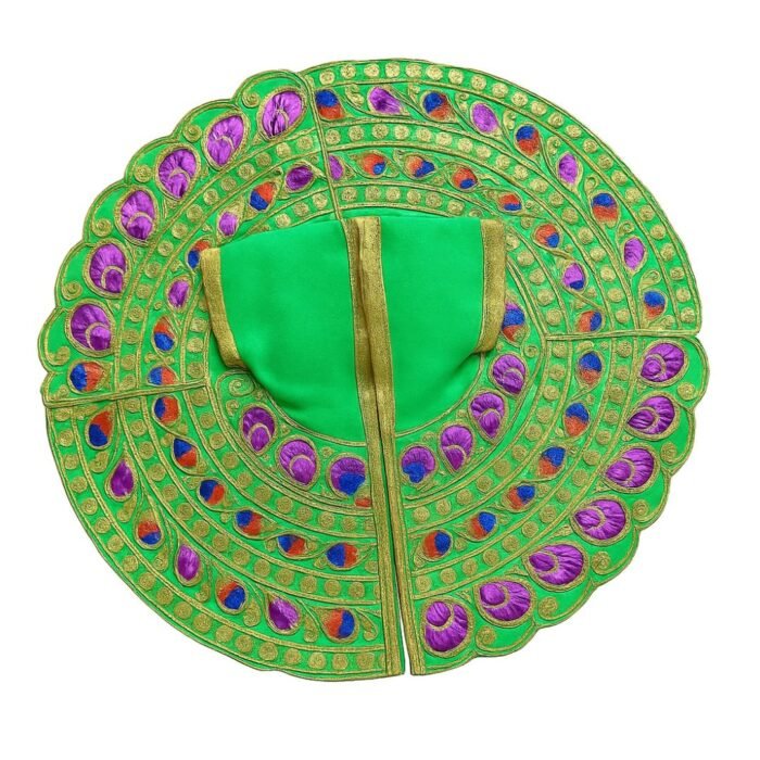 Meenakari Work Green Colour Laddu Gopal Fancy Krishna Janmashtami Dress - Image 1