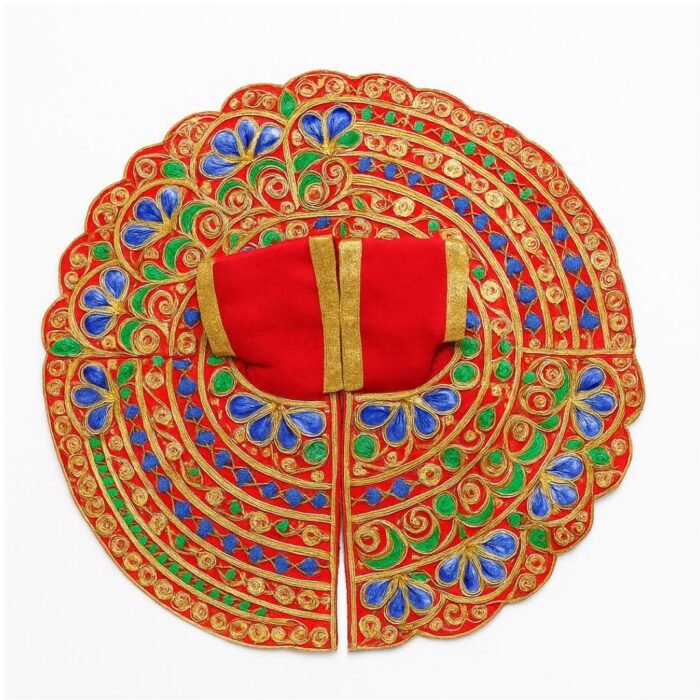 Meenakari Work Red Colour Laddu Gopal Fancy Krishna Janmashtami Dress - Image 1