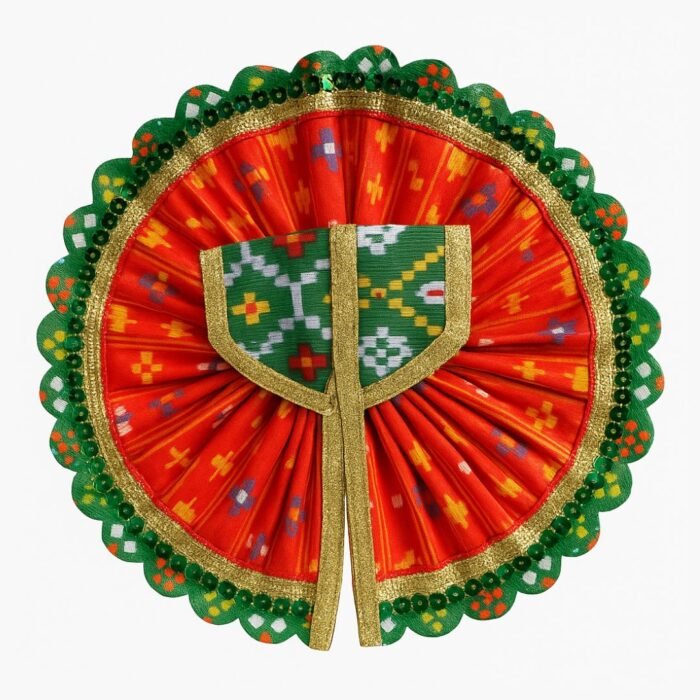 Lace Decorated Orange Color Laddu Gopal Designer Summer Dress - Image 1