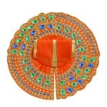 Meenakari Work Orange Colour Laddu Gopal Fancy Krishna Janmashtami Dress