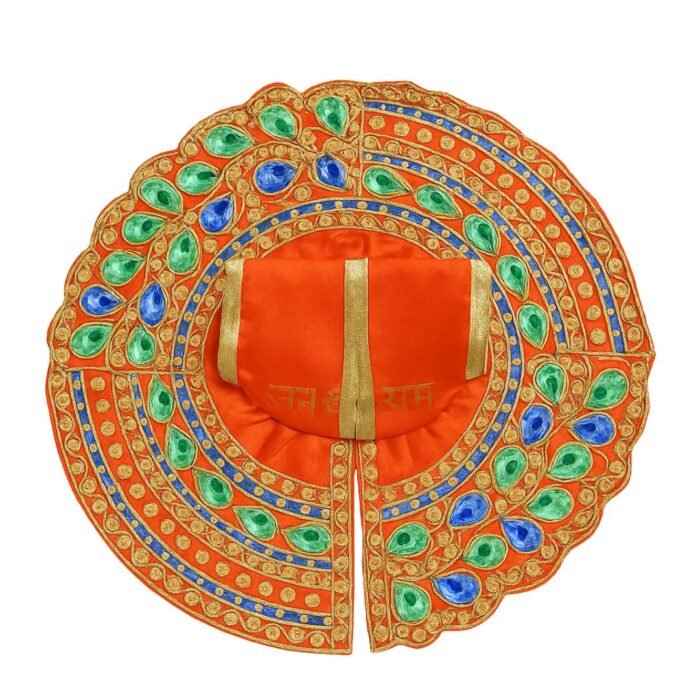 Meenakari Work Orange Colour Laddu Gopal Fancy Krishna Janmashtami Dress - Image 1