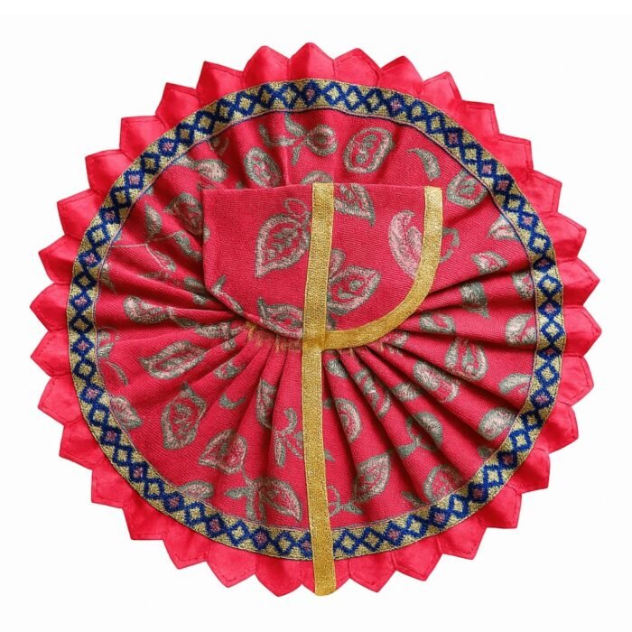 Krishna Janmashtami Leaf Printed Pink Color Summer Poshak For Bal Gopal - Image 1