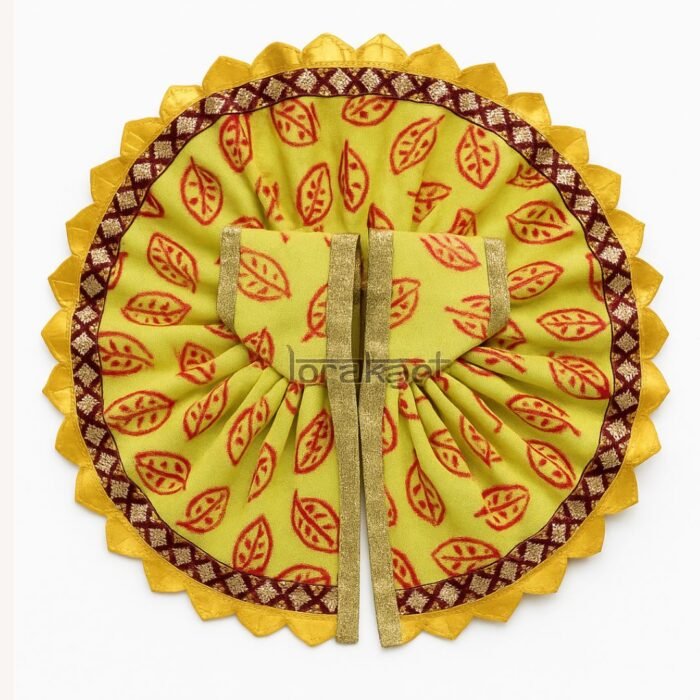 Krishna Janmashtami Leaf Printed Yellow Color Summer Poshak For Bal Gopal - Image 1