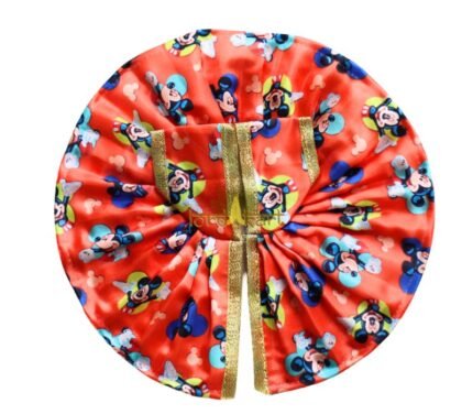 Mickey Mouse Printed Orange Color Silk Summer Poshak For Bal Gopal