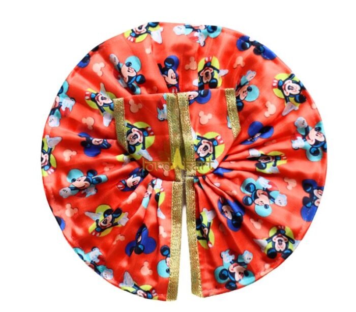 Mickey Mouse Printed Orange Color Silk Summer Poshak For Bal Gopal