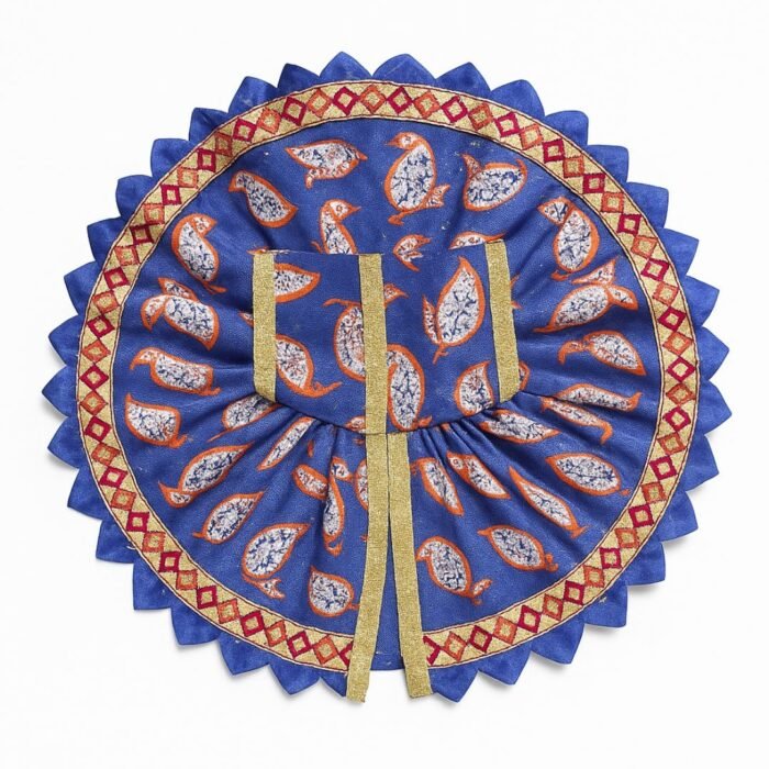 Krishna Janmashtami Leaf Printed Blue Color Summer Poshak For Bal Gopal - Image 1